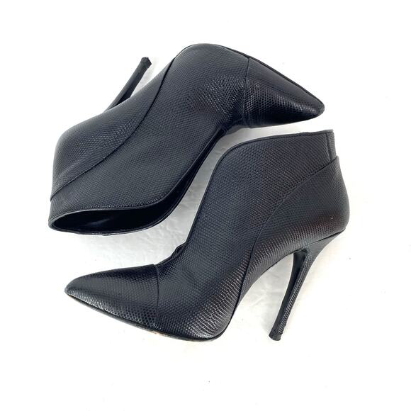 Proenza Shouler Embossed Black Leather V Cut Pump High Heel Booties Size 38 - Picture 5 of 9